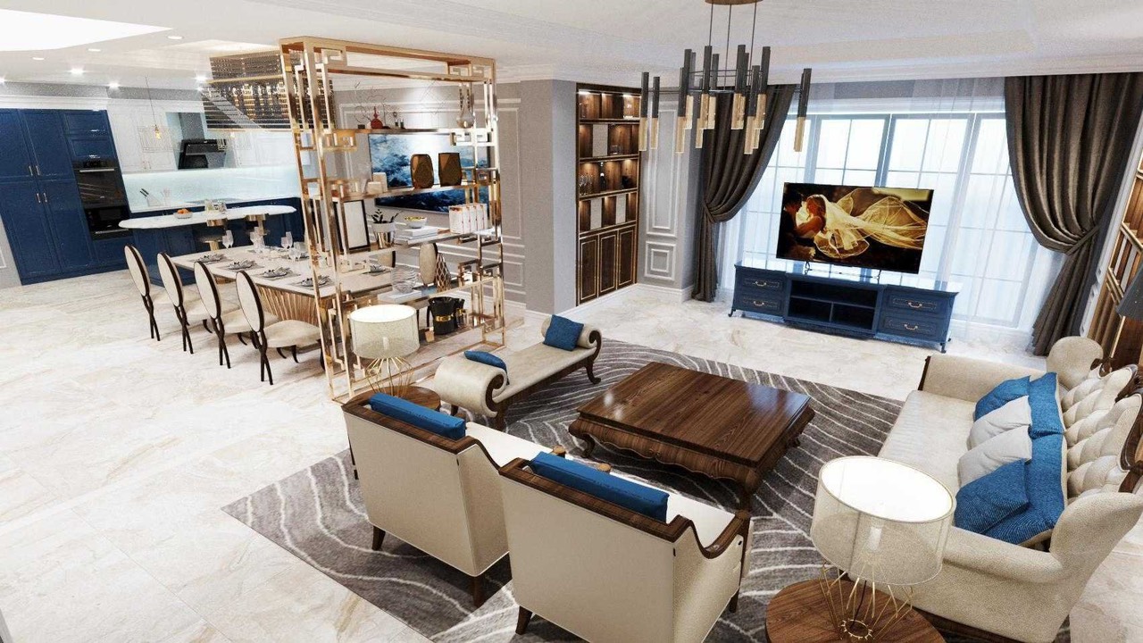 Nội thất phòng khách bán cổ điển KC01